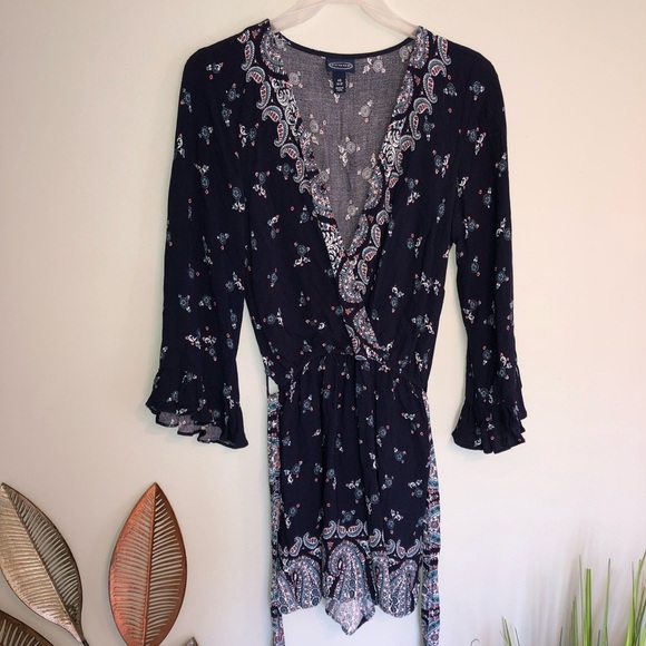 Scoop Belted Tribal Print Cami Romper - Picture 1 of 11
